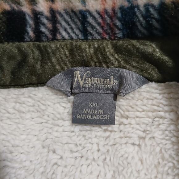 Natural Reflection Women's XXL blue/green/pink plaid button-up fleece Shacket - Picture 3 of 12